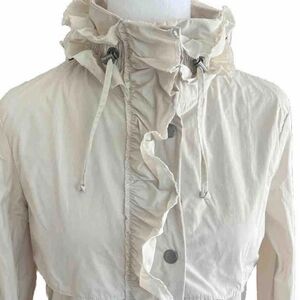Banana Republic Cream Ruffle Spring/Rain Jacket